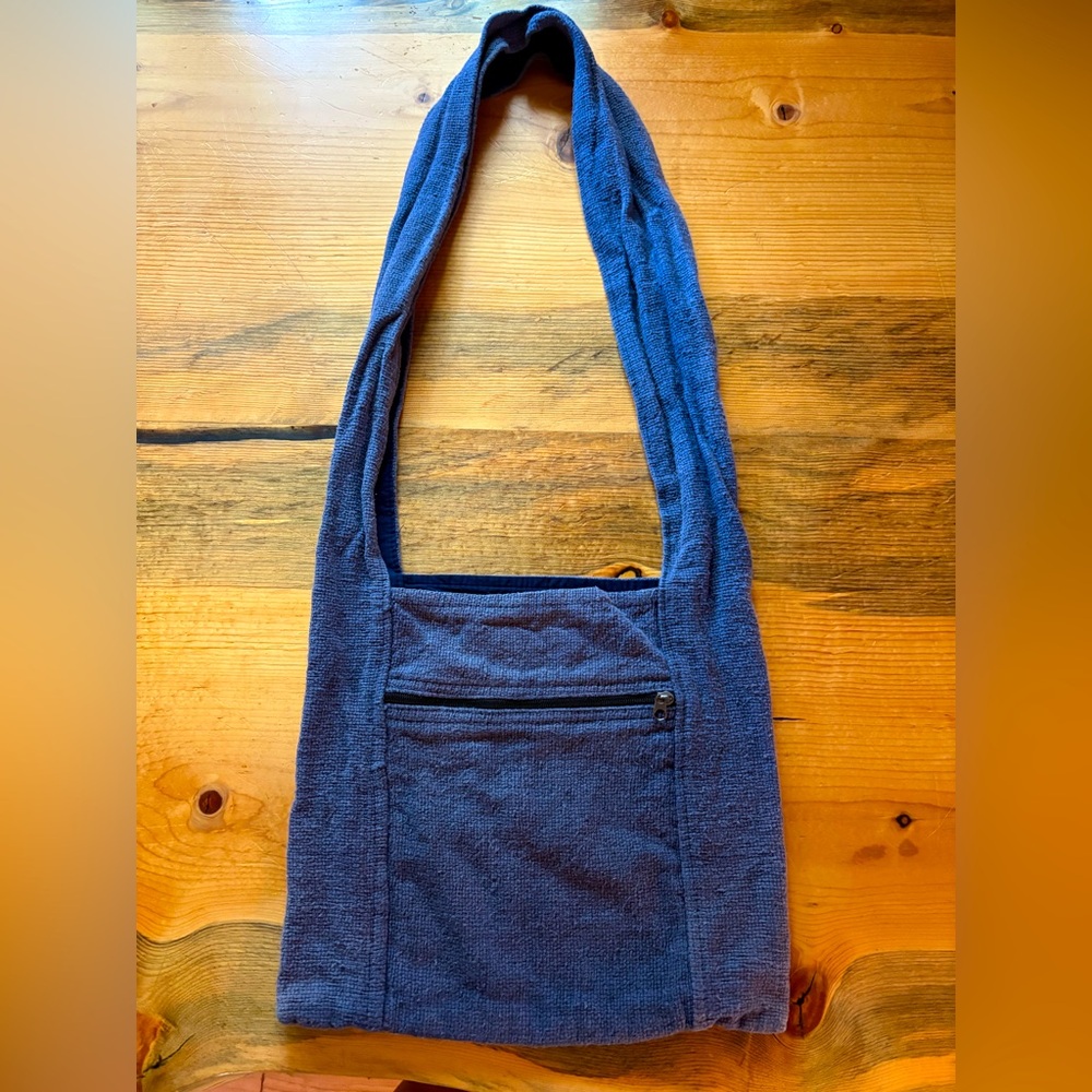 Cotton Cross Body Bag, Navy.